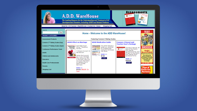 The A.D.D. Warehouse has the world’s largest collection of ADHD related books, videos, training programs, games, professional texts and assessment products available as resources to patients and professionals across the nation.